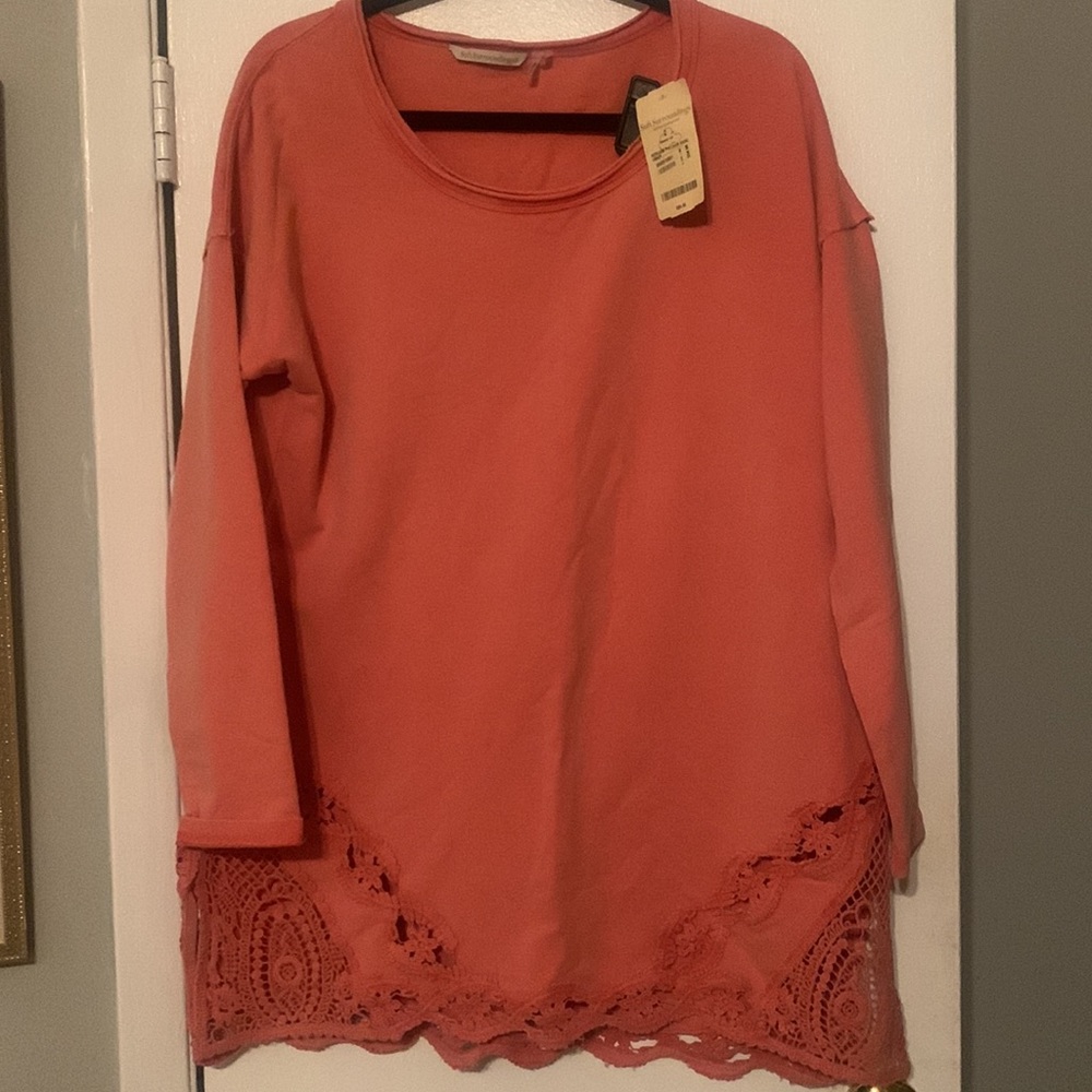 Soft Surroundings soft pullover  tunic top in salmon pink size large NWT